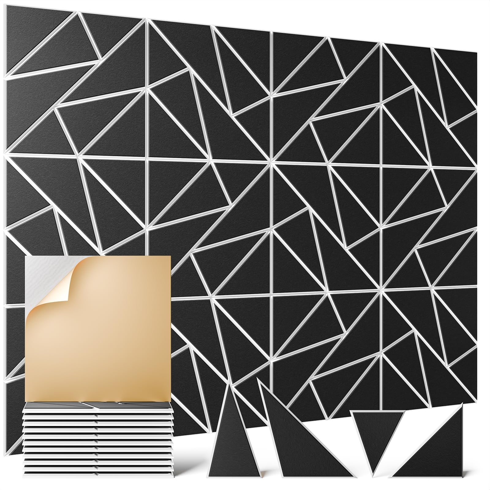OTUOER 12 Pack Acoustic Panels,12″X 12″X 0.4″ Peel and Stick Sound Proof Foam Panels for Walls, Decorative Sound Panels,High Density Soundproof Wall Panels for Home Studio Office (WhiteBase+BlackFace)