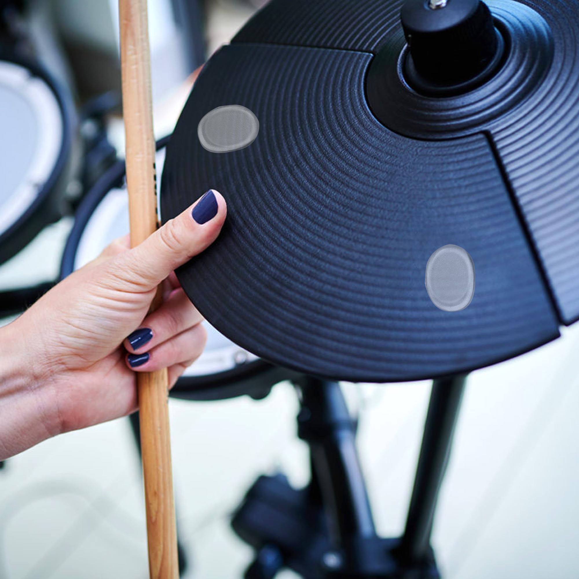 Drum Damper Gel Pads, 24pcs Round and 2pcs Transparent Silicone Drum Mufflers Strong Adhesive Drum Mute Pads Soft Drum Dampening Gel Pads for Snare, Drum Cymbal Tone Control Overtone Resonance