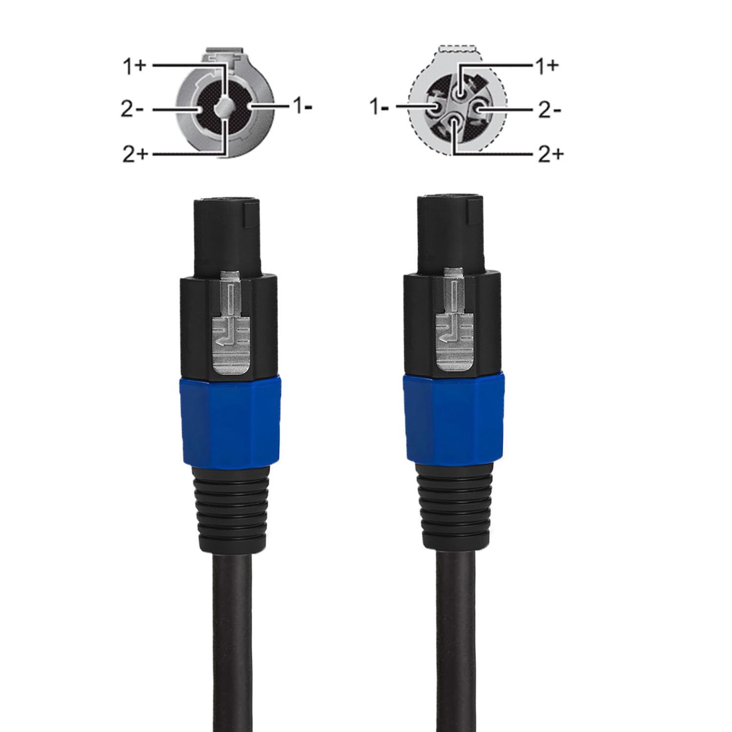 HeyTones Professional 2-Pack 25 Feet 12 Gauge Speakon to Speakon Cables