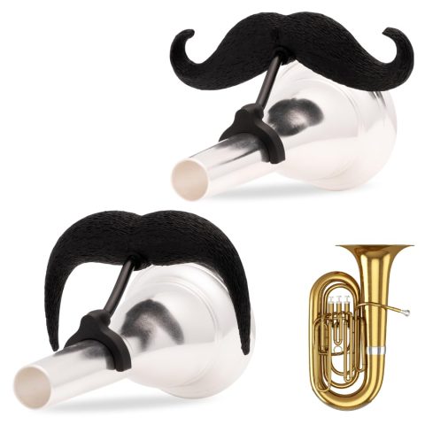 Brasstache 2.0 Combo Pack – [2-Pack] The Original Clip-on Mustache for Brass Instrument Mouthpieces, XL and Handlebar Combo Version (Tuba)