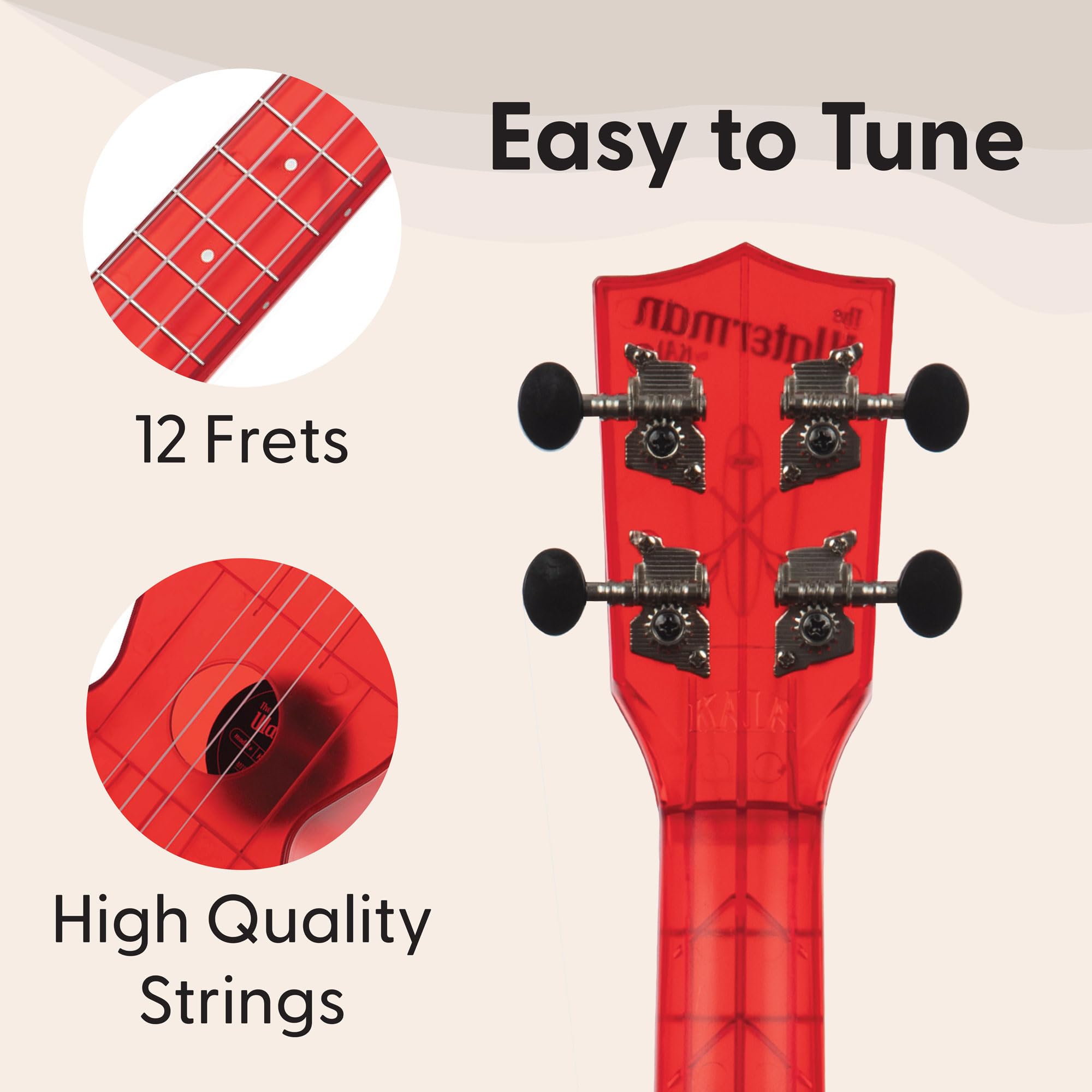 Kala KA-WMT Soprano Waterman Ukulele – Maritime Red Transparent