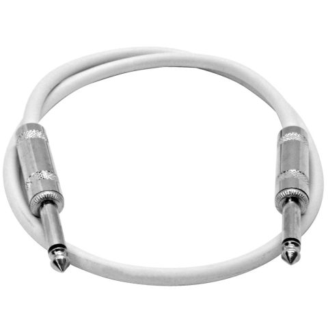 Seismic Audio – SASTSX-2White – 2 Foot White 1/4 Inch TS Patch Cables- 2′ Professional Audio Unbalanced 1/4″ Patch Cord