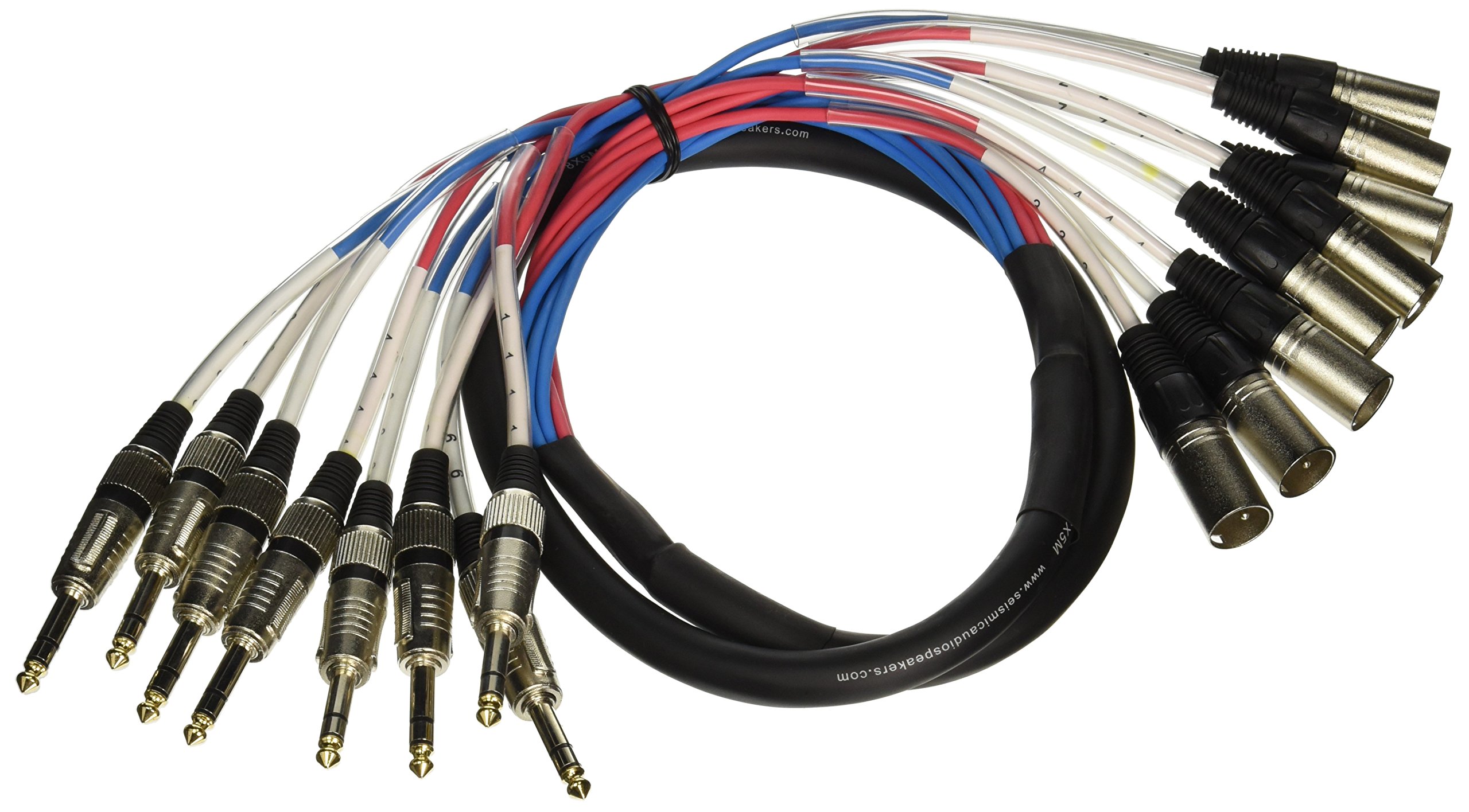 Seismic Audio – SAXT-8x5M – 8 Channel 5′ XLR Male to 1/4″ TRS Snake Cable