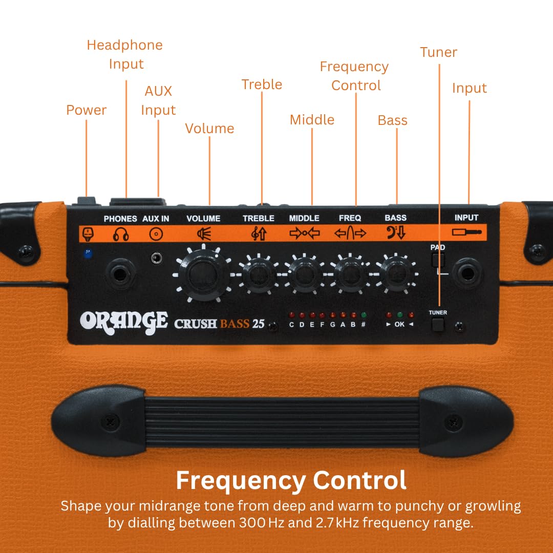Orange Crush Bass 25 25W 8″ Guitar Amplifier and Speaker Combo,