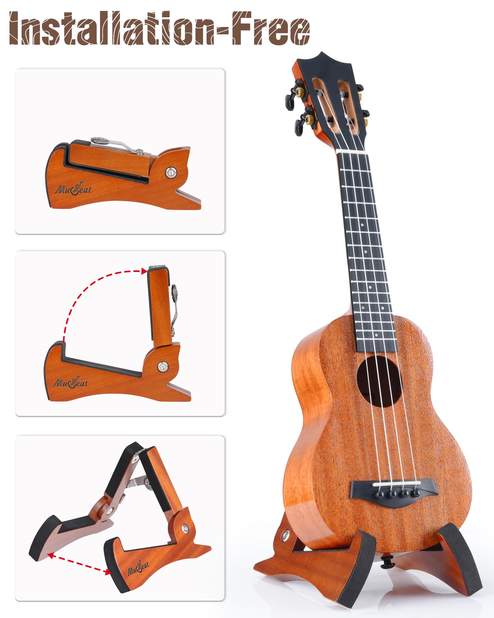 Ukulele Stand, Foldable Ukelele Stand for Travel, Rabbit Shape Ukele Holder