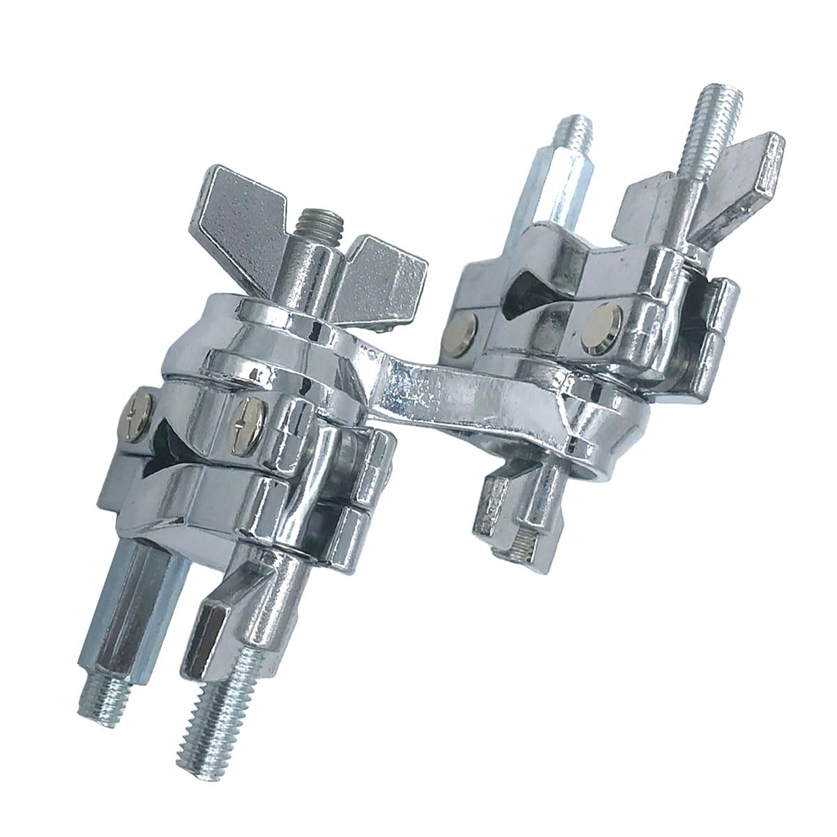 TUOREN Dual Drum Clamp 360° Rotating Multi Clamp Metal Double Hole Drum Set Mounting Clamp for Cowbell Cymbal Holders Percussion Tom Mounting Arms Fit 3/8” to 5/8″ Rods
