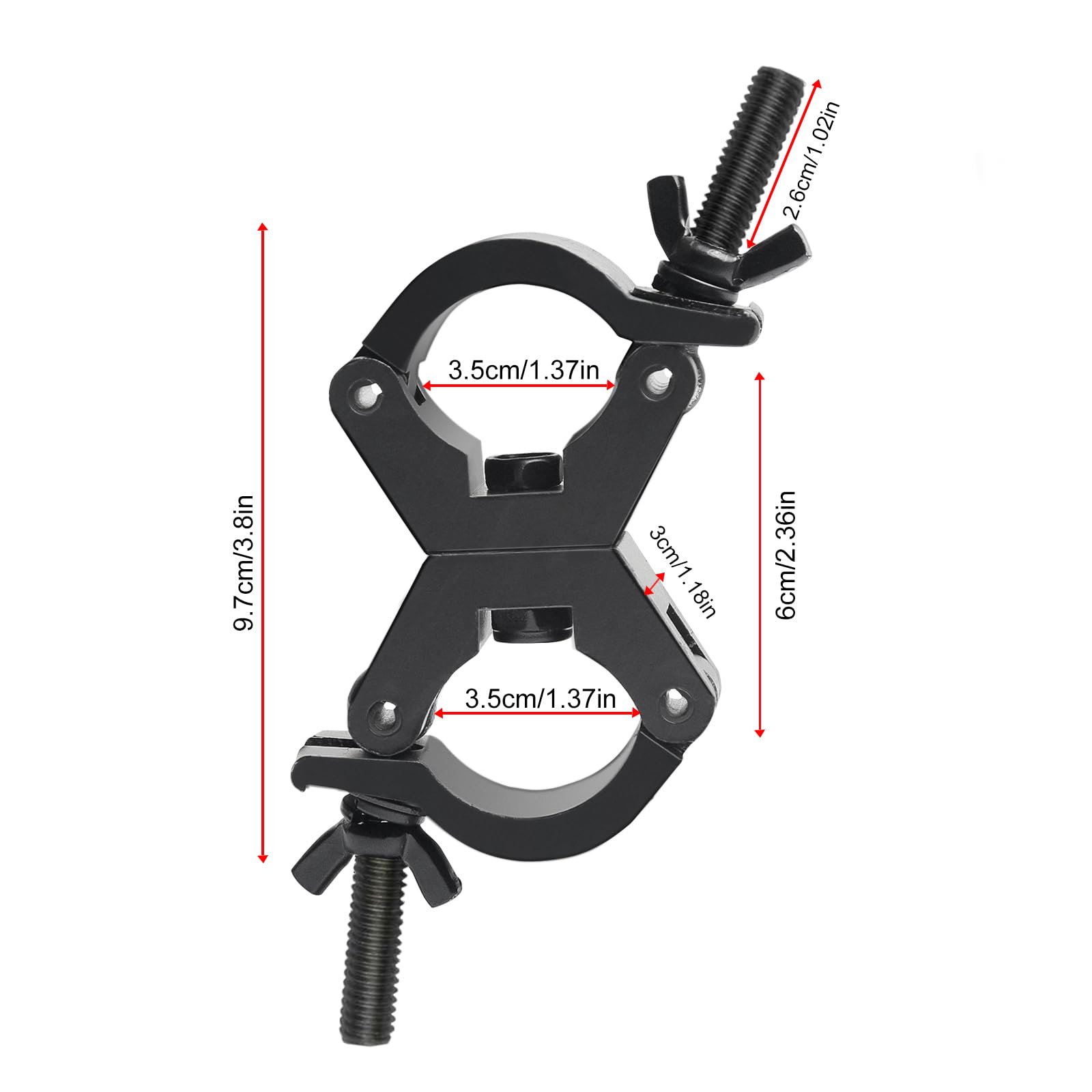 jindaaudio Lighting Truss Swivel Coupler Clamps for Lights, Quick Release Dual Head Truss O Clamp, 30mm-35mm Dual Swivel Tube Clamp, Wrap Around Pipe Clamp Mounting Bracket(Black)