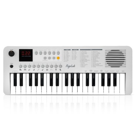POGOLAB MK1 37 Keys Kids Keyboard Piano, Mini Portable Multi-Function Piano with Excellent Sound Quality, Built-In Speaker & LED Display, Small Electric Music Keyboard Gift for Beginners (White)