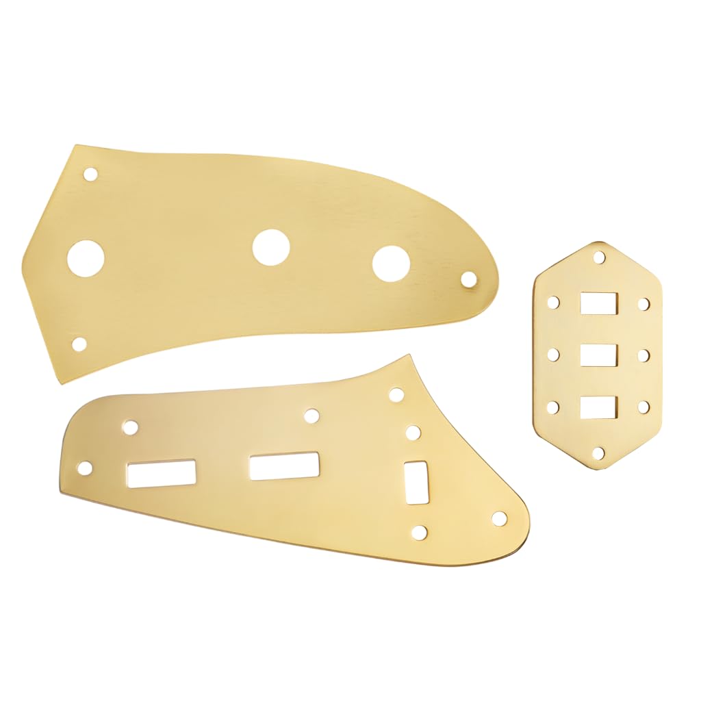 Dopro Guitar Control Plate Kit Upper Control Plate Lower Control Plate and Pickup Selector Switch Plate for Jaguar Guitars Gold