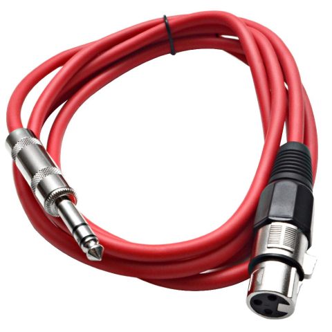 Seismic Audio – SATRXL-F6 – Red 6′ XLR Female to 1/4″ TRS Patch Cable