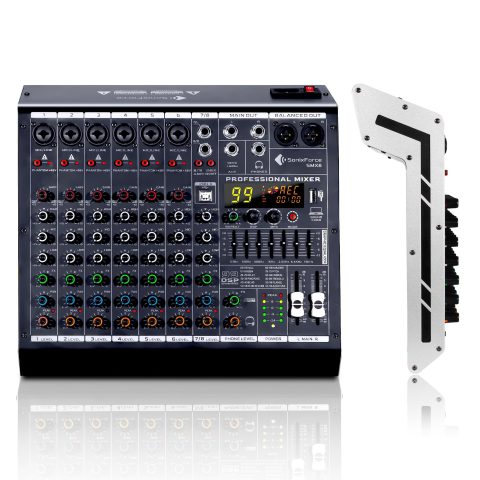 SonixForce 8 Channel Audio Mixer, 99 DSP Effects Sound Board Console
