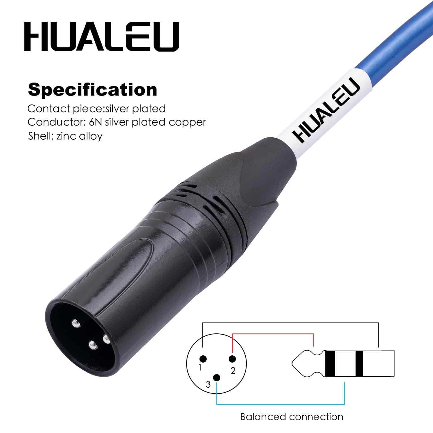 HUALEU XLR Female to 3.5mm Microphone Balanced Cable, XLR Female to 1/8 inch Mic Cord for Mixers, Microphones, Digital SLR Cameras, Computer Sound Cards 3.3FT