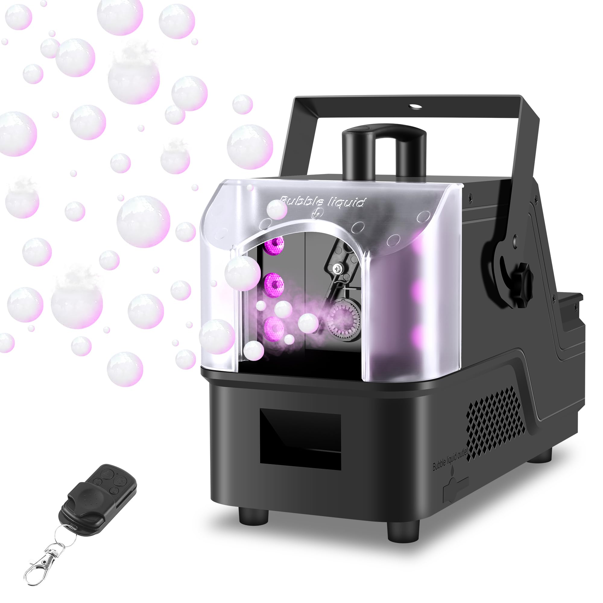 ENDYSHOW Fog Bubble Machine,900W 3IN1 Smoke Bubble Machine Maker with 6 Dynamic RGB LED Lighting Effect Remote&LED Display Control for Halloween Indoor&Outdoor Parties Birthday Wedding Show Stage