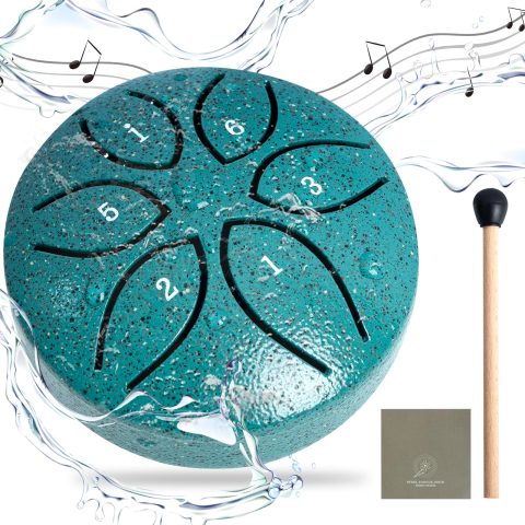 LETSROCK Mini Rain Drum for Outside, 3 Inch 6 Notes Steel Tongue Drum, Waterproof Musical Instrument for Garden, for Meditation, Yoga, Outdoor Relaxation – Green