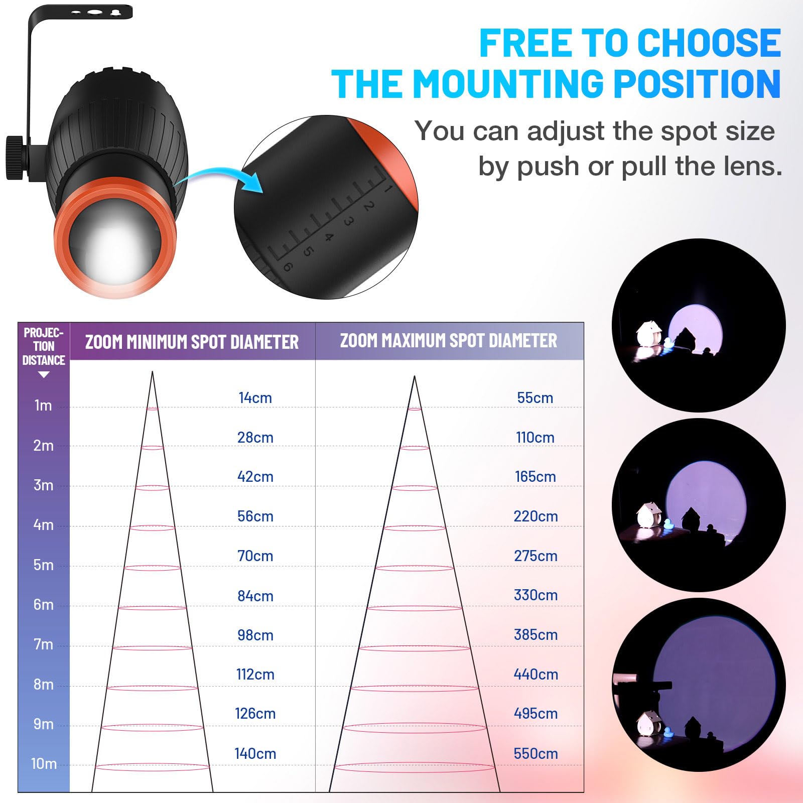 Czgor 18W Pinspot Light, RGBW Mirror Disco Ball Spotlight with Remote