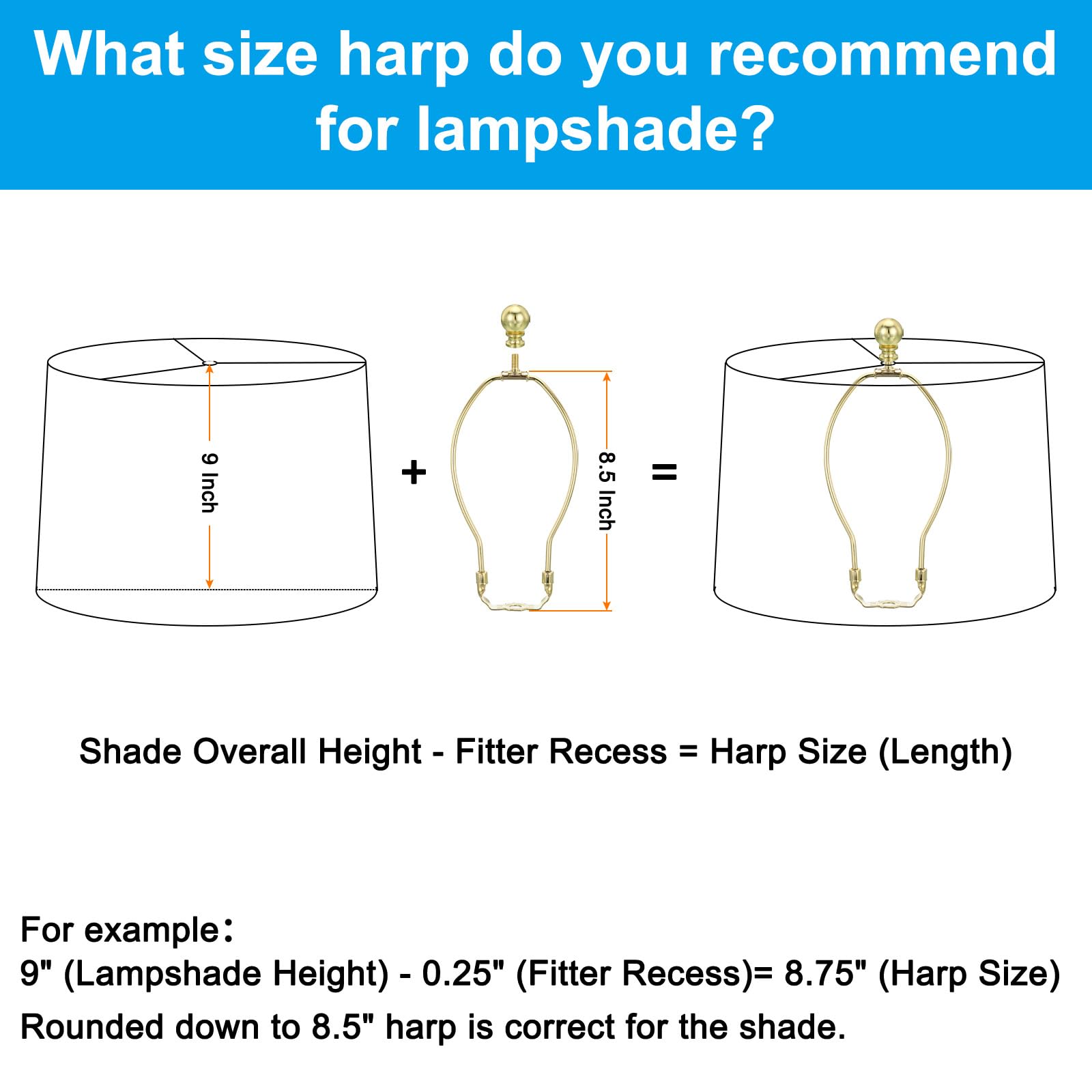 PATIKIL 5.5 Inch Lamp Harp Kit with Finial, 1 Set Detachable Shade Bracket Holder, DIY Lighting Accessories for Table Floor Lamps, Gold Tone