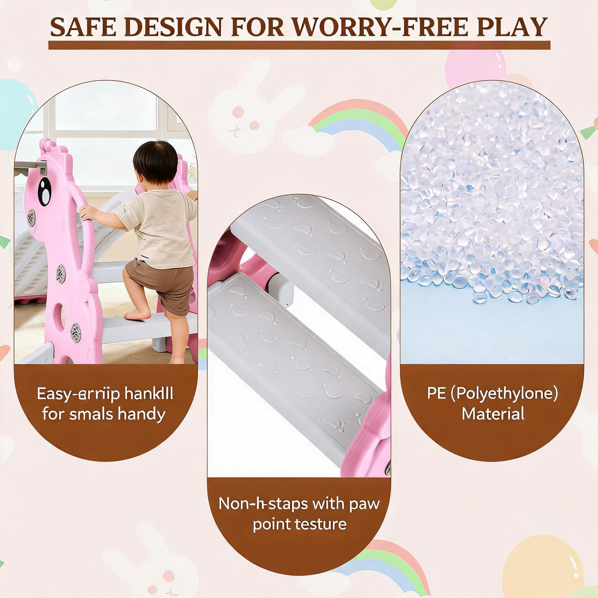 Toddler Slide for Age 1-3 Kids Slide Playset with Basketball Hoop