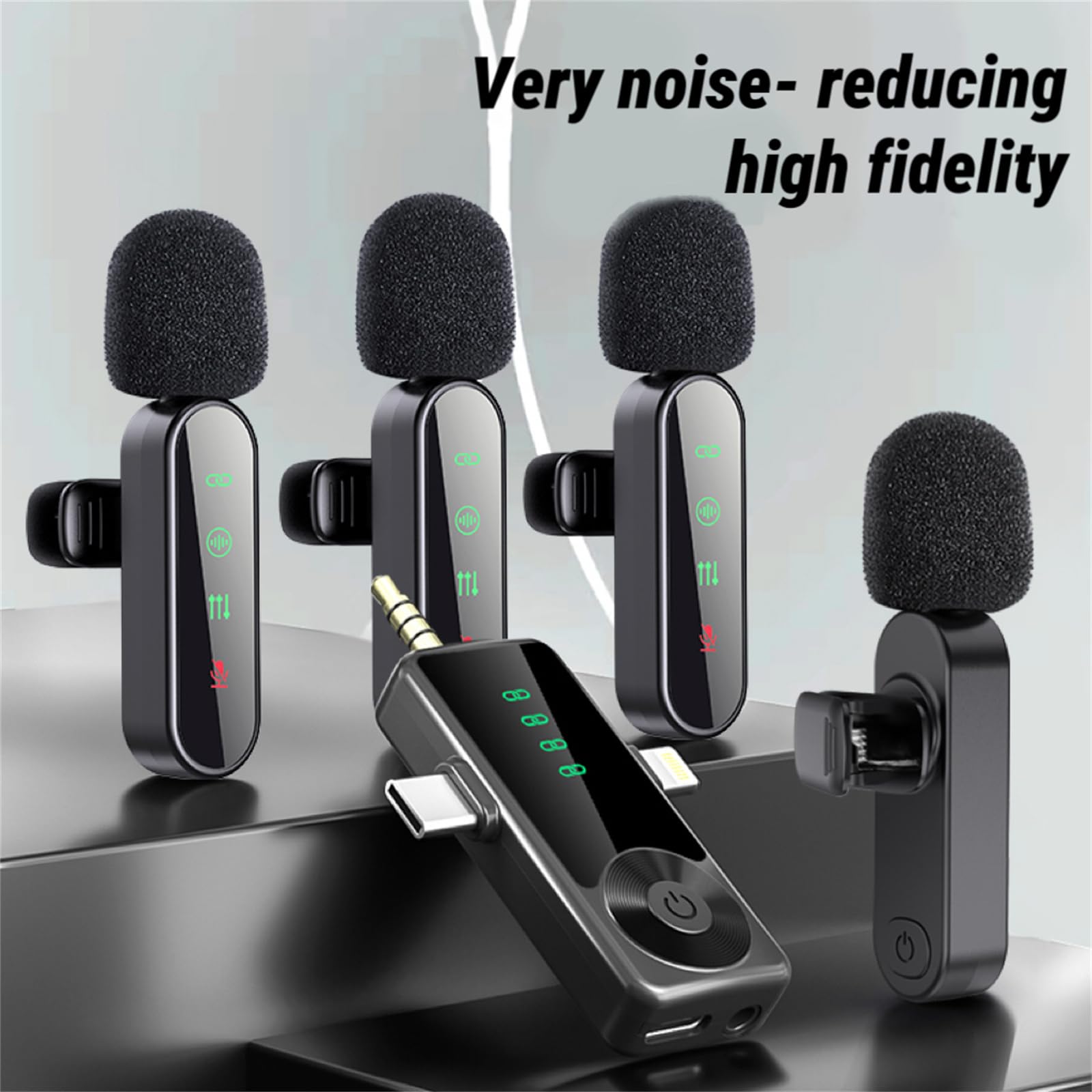 3 in 1/Four in one Wireless Lavalier Microphone for iPhone,iPad,Android,Camera,computer,mini Noise Reduction Recording Mic Ultra-Low Delay,for Vlog/ TikTok/YouTube Live Stream (Upgrade 4mic)