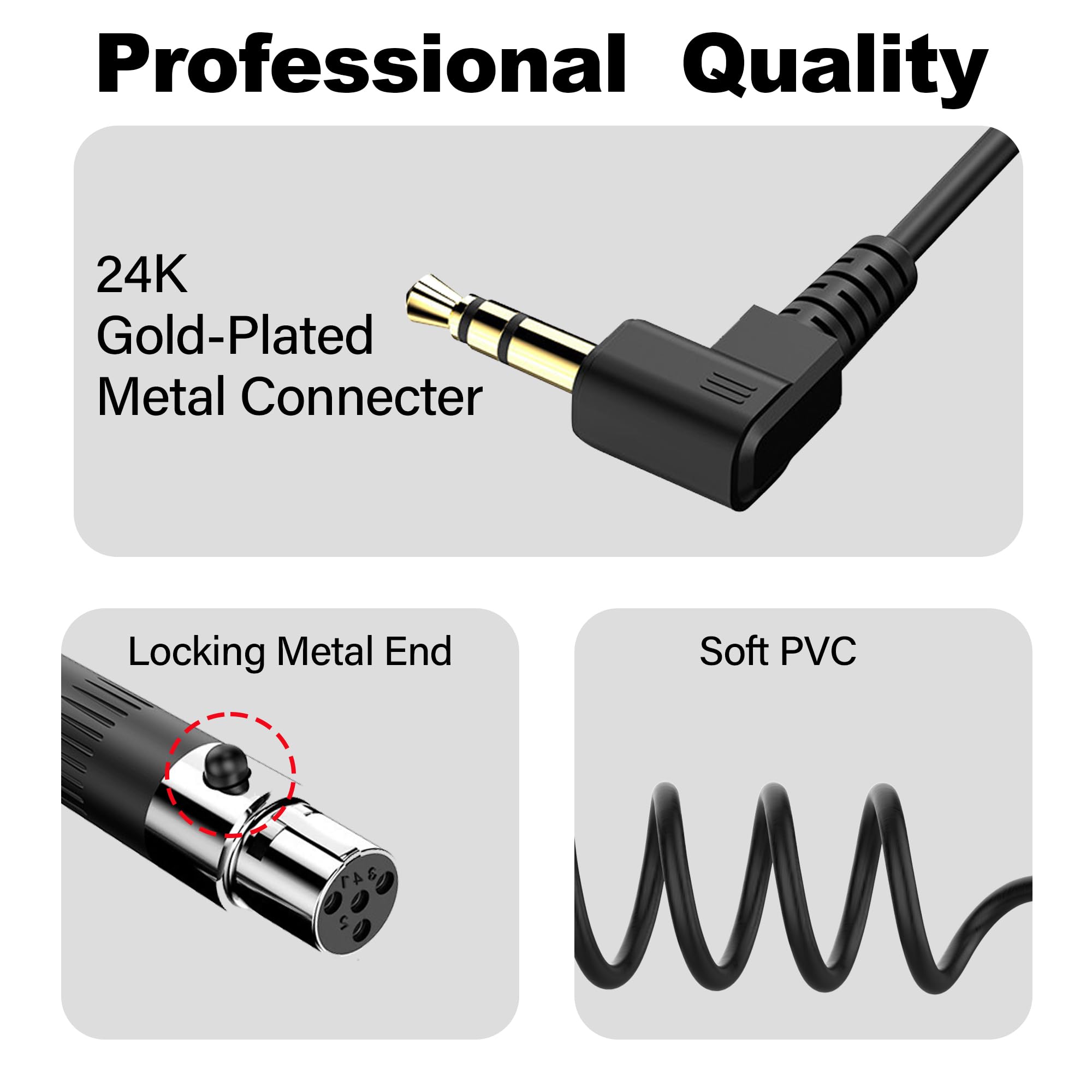 JSADZKJ Mini XLR to 3.5mm Stereo Audio Cable Right Angle 1/8″ TRS Plug to 4-pin Mini XLR Female Microphone Cable Coiled Mini XLR to 3.5mm Cable for DSLR Cameras,Microphones 1.64Ft (4-pin Mini XLR)