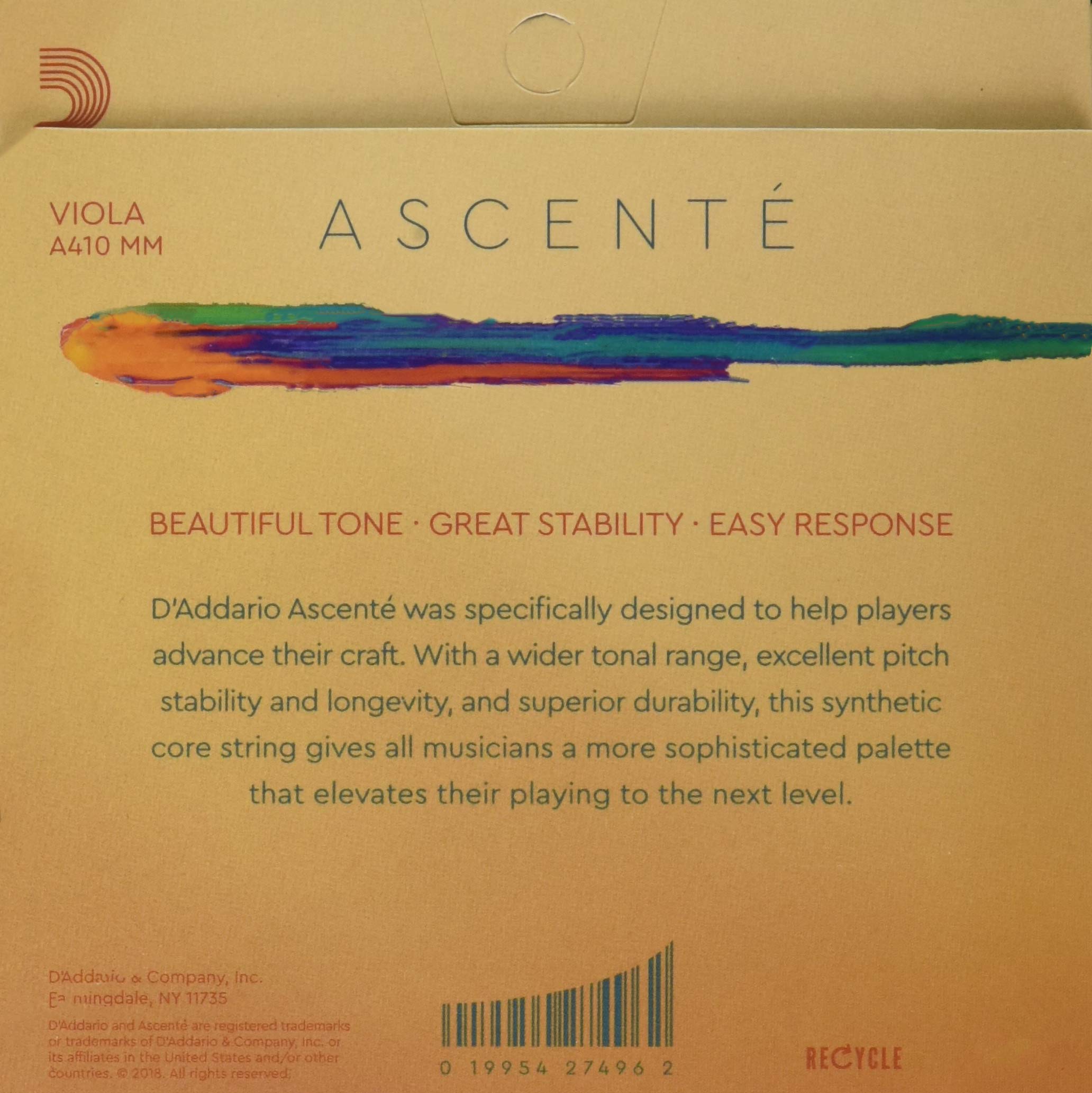 D’Addario A410 MM Ascent? Viola Strings – – Medium Tension – Full Set – Medium Scale