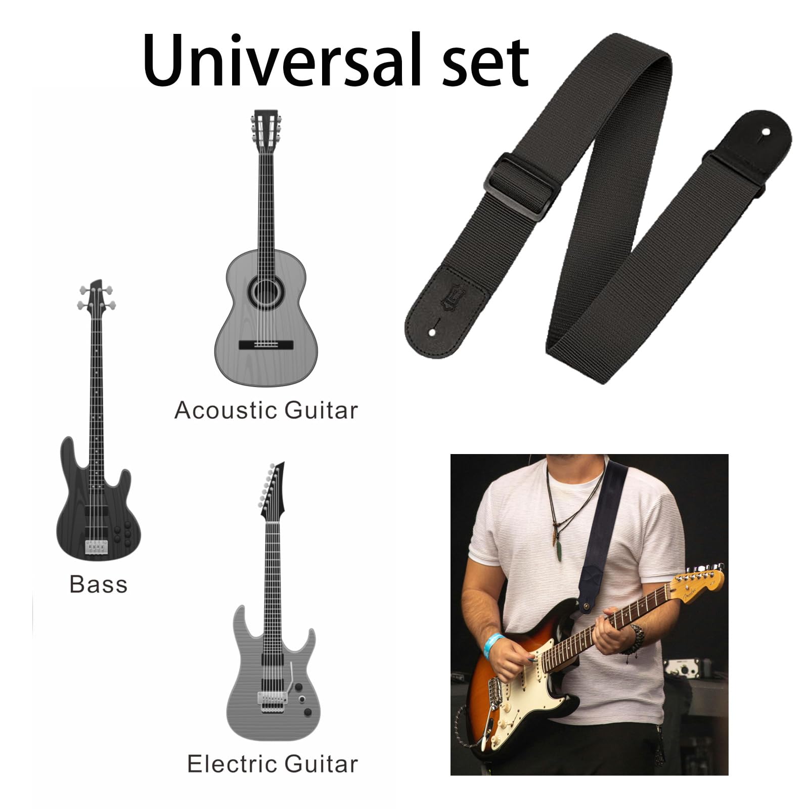 PUWANY 60 PCS All-in-One Acoustic Guitar Maintenance & Starter Kit | Includes Strings, Thumb Picks, 3-in-1 Restring Tool, Bridge Pins, Strap, Picks, Fretboard Stickers