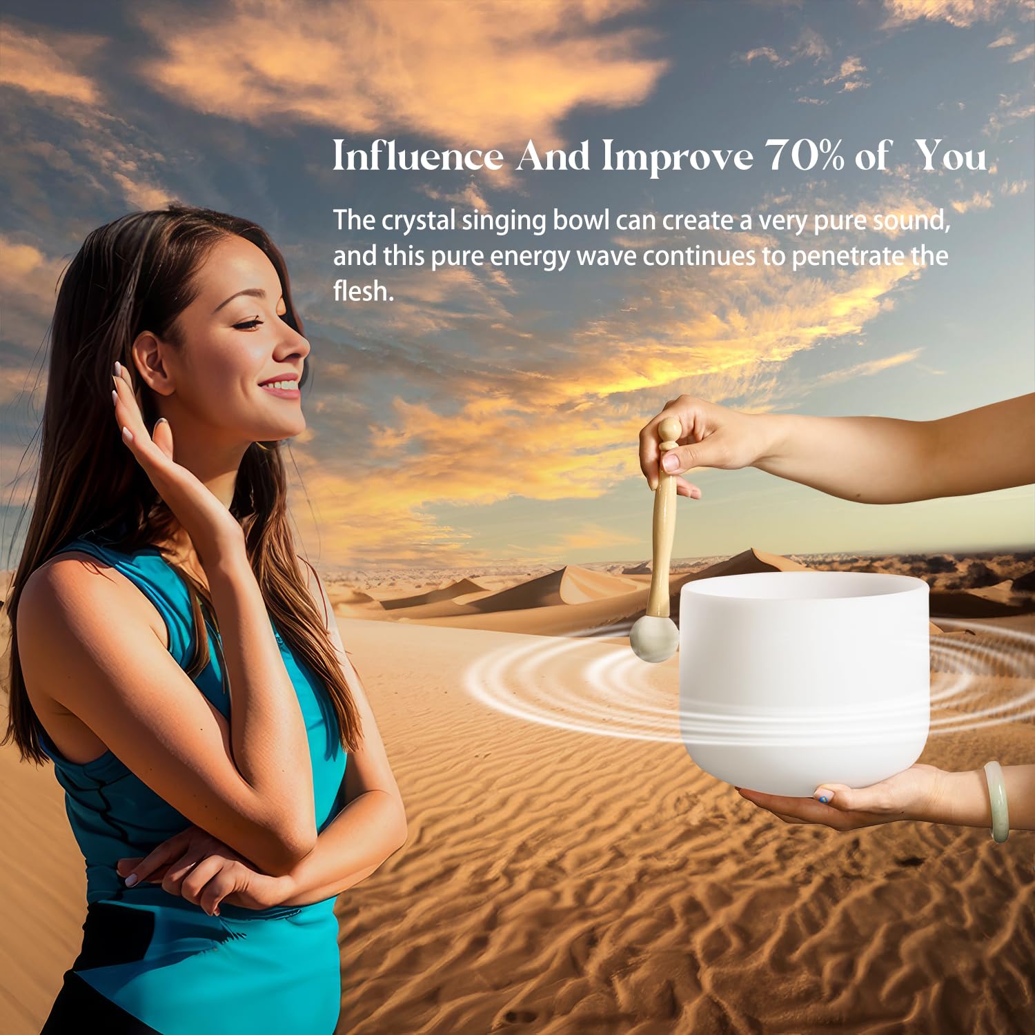 Lycrystal Couple of 2 PCS Crystal Singing Bowl Set, 8″F and 10″ C Note