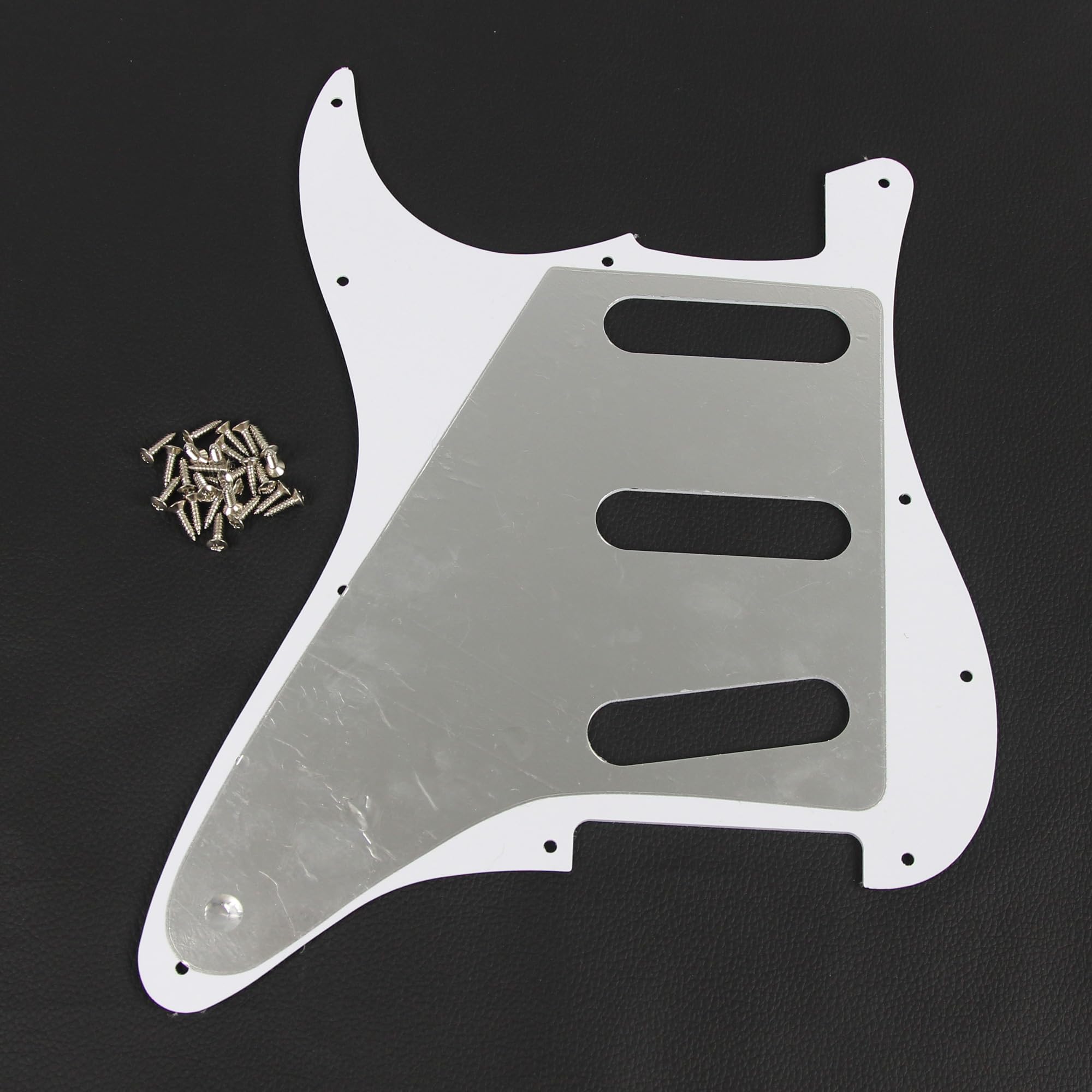 FLEOR 11 Holes ST Style Pickguard SSS Guitar Pickguard Pick Guard Scratchplate with Screws Set,1Ply White