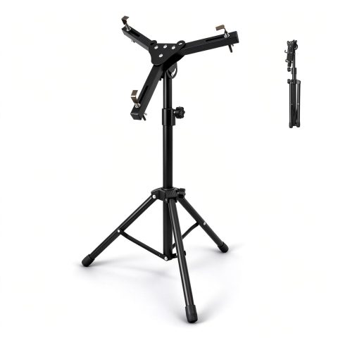 tipatyard Drum Pad Stand, Adjustable Angle Silent Drum Pad Stand,Fit for 10-12 Inch Drum Practice Pad, Height Range 22-36 Inches for Drum Beginners, Black