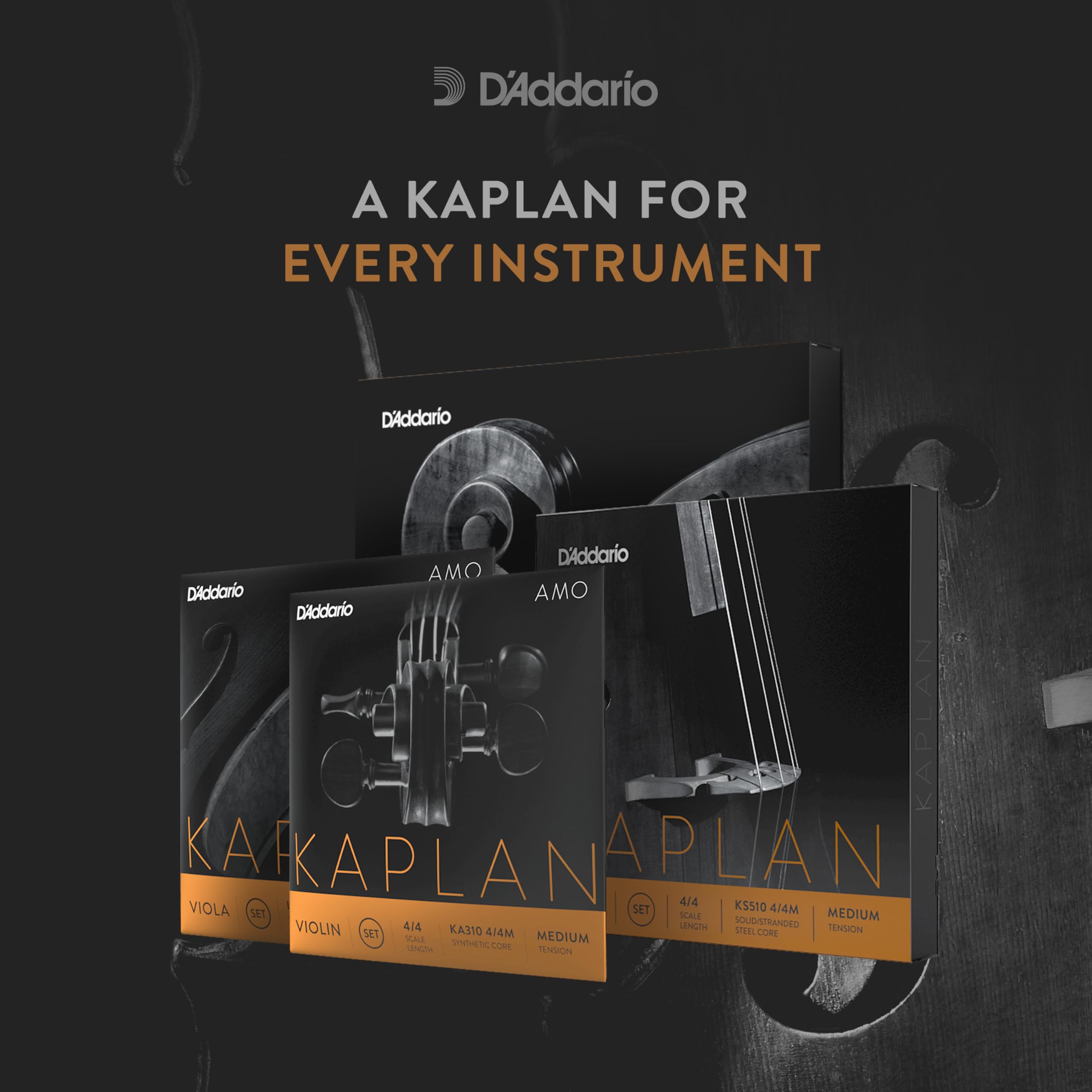D’Addario KS510 4/4M Kaplan Cello Strings – Full Set – – Cello Strings – 4/4 Scale, Medium Tension