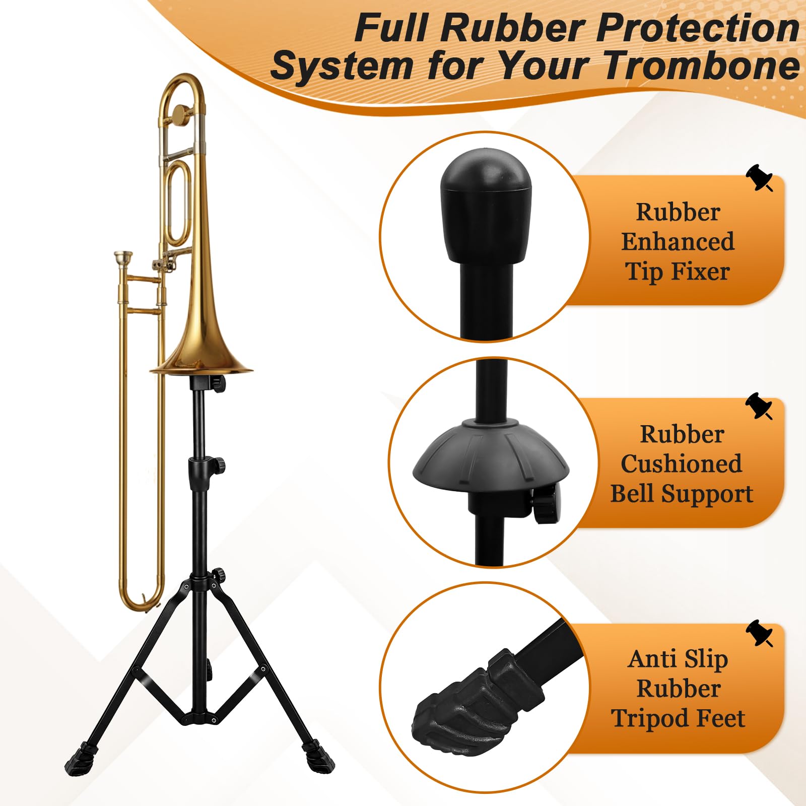 Ngdiluxury Trombone Stand, Adjustable Height Retractable Trombone Stands