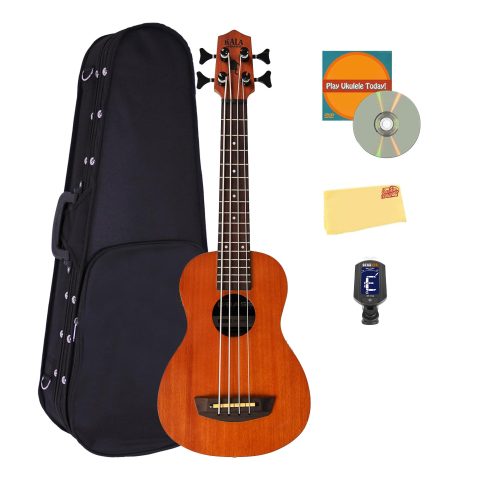 Kala U-BASS-NOMAD-FS Nomad Mahogany U-Bass Acoustic-Electric Ukulele Bass Bundle with Case, Tuner, Austin Bazaar Instructional DVD, and Polishing Cloth