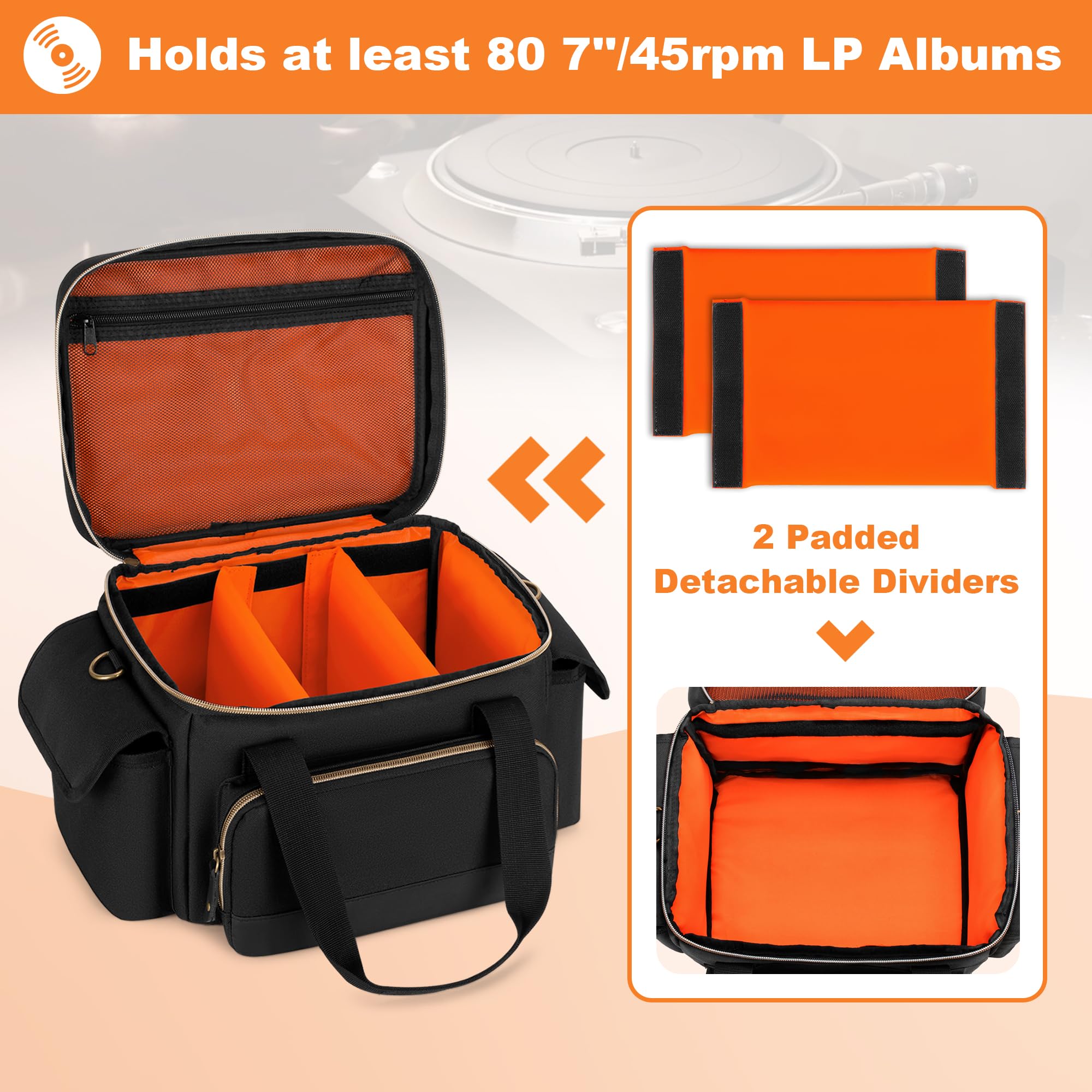 Damero Vinyl Record Storage Box for 7 Inch Records, Bag Only