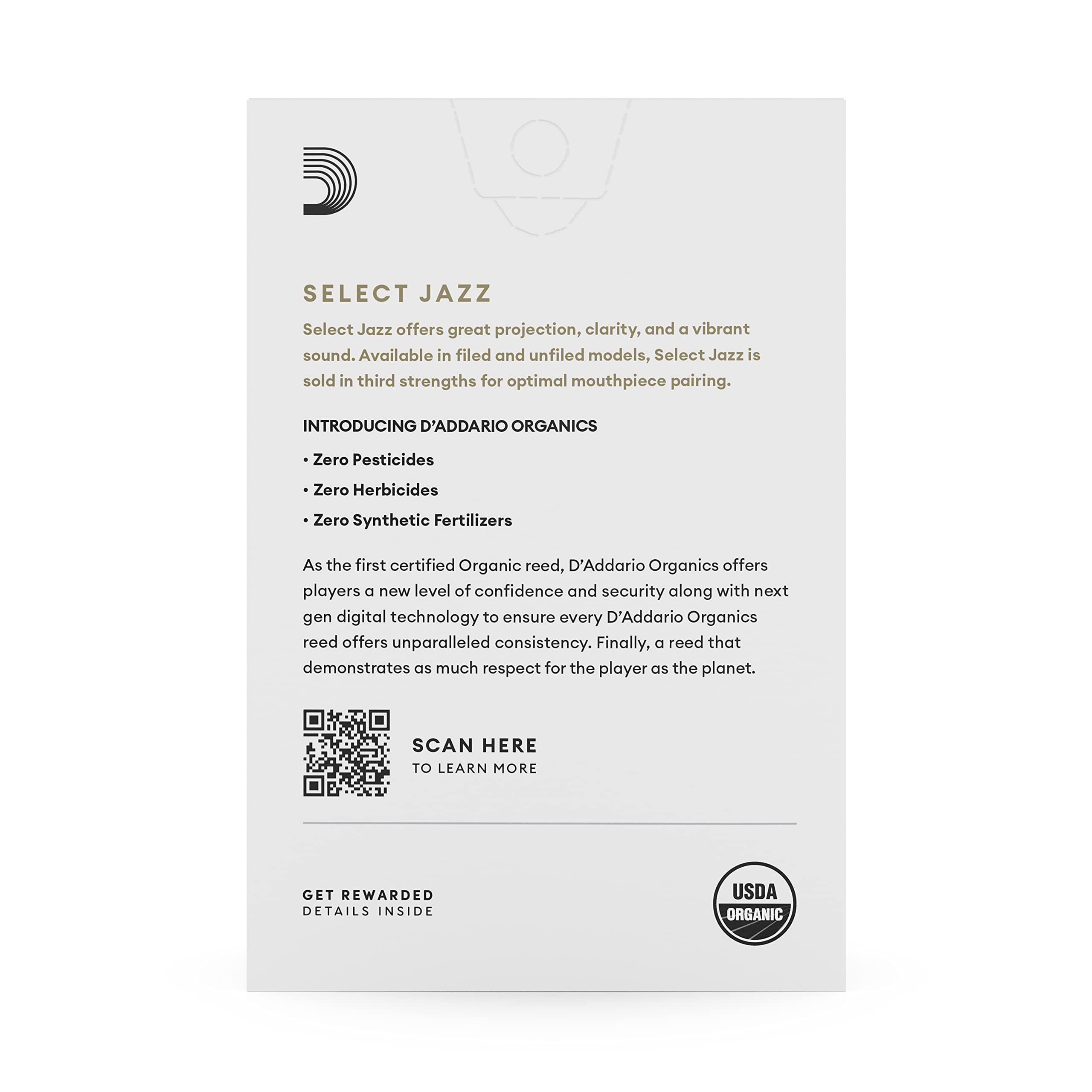 D’Addario ORSF10ASX3S Organic Select Jazz Filed Alto Sax Reeds 3 Soft, 10-Pack