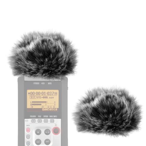 Geekria for Creators Furry Windscreen Compatible with Zoom H2n, H4n, H4n Pro Handy Recorder, Mic DeadCat Wind Cover Muff, Fluff Cover Windshield, Portable Digital Recorder (Grey / 2 Pack)