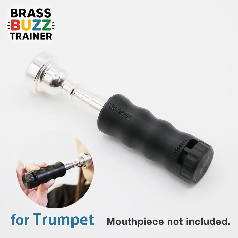 Trumpet Mouthpiece Buzzing Practice Tool – Anywhere Practice & Warm-up – One-Touch Adjustable Resistance – BRASS BUZZ TRAINER (Black)