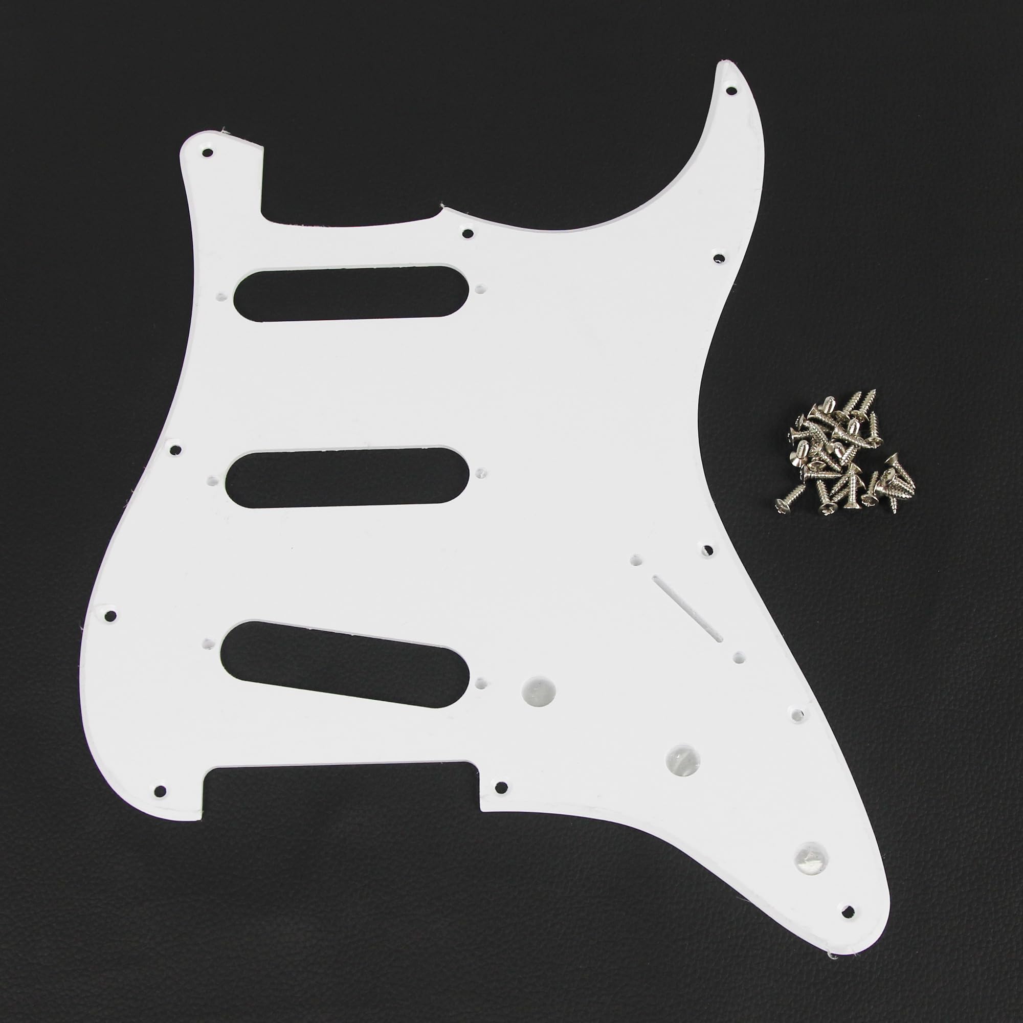 FLEOR 11 Holes ST Style Pickguard SSS Guitar Pickguard Pick Guard Scratchplate with Screws Set,1Ply White