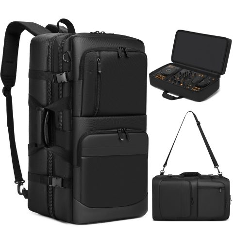 Cxinesbag DJ Controller Case Compatible with Pioneer DDJ-FLX4/DDJ-400/DDJ-REV1 – Thick Padded DJ Backpack with Multi-Pocket for Accessories, Adjustable Strap, 22×13×4.5in