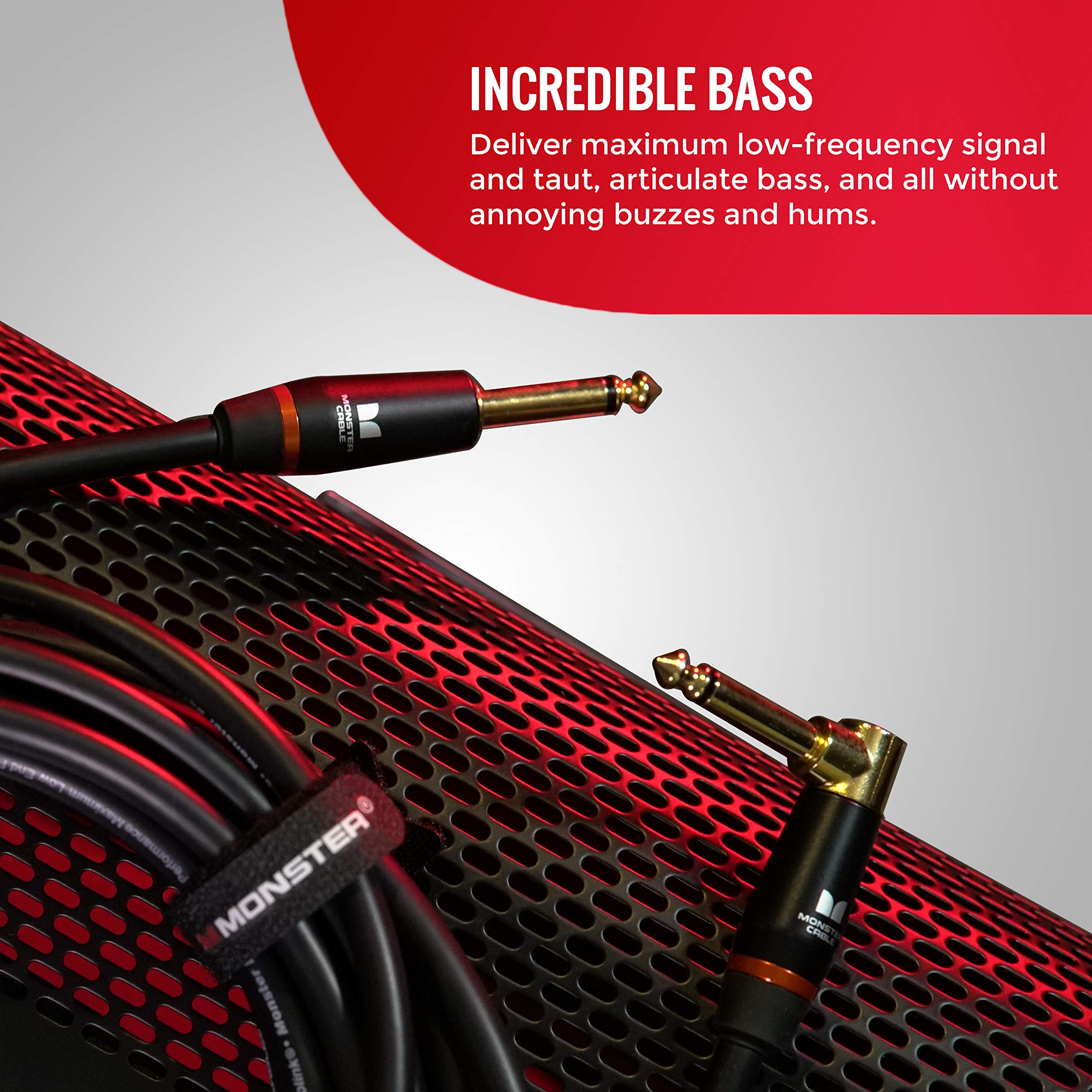 Monster Prolink Bass Instrument Cable – 21 ft – Right Angle to Straight (MBASS2-21AWW)