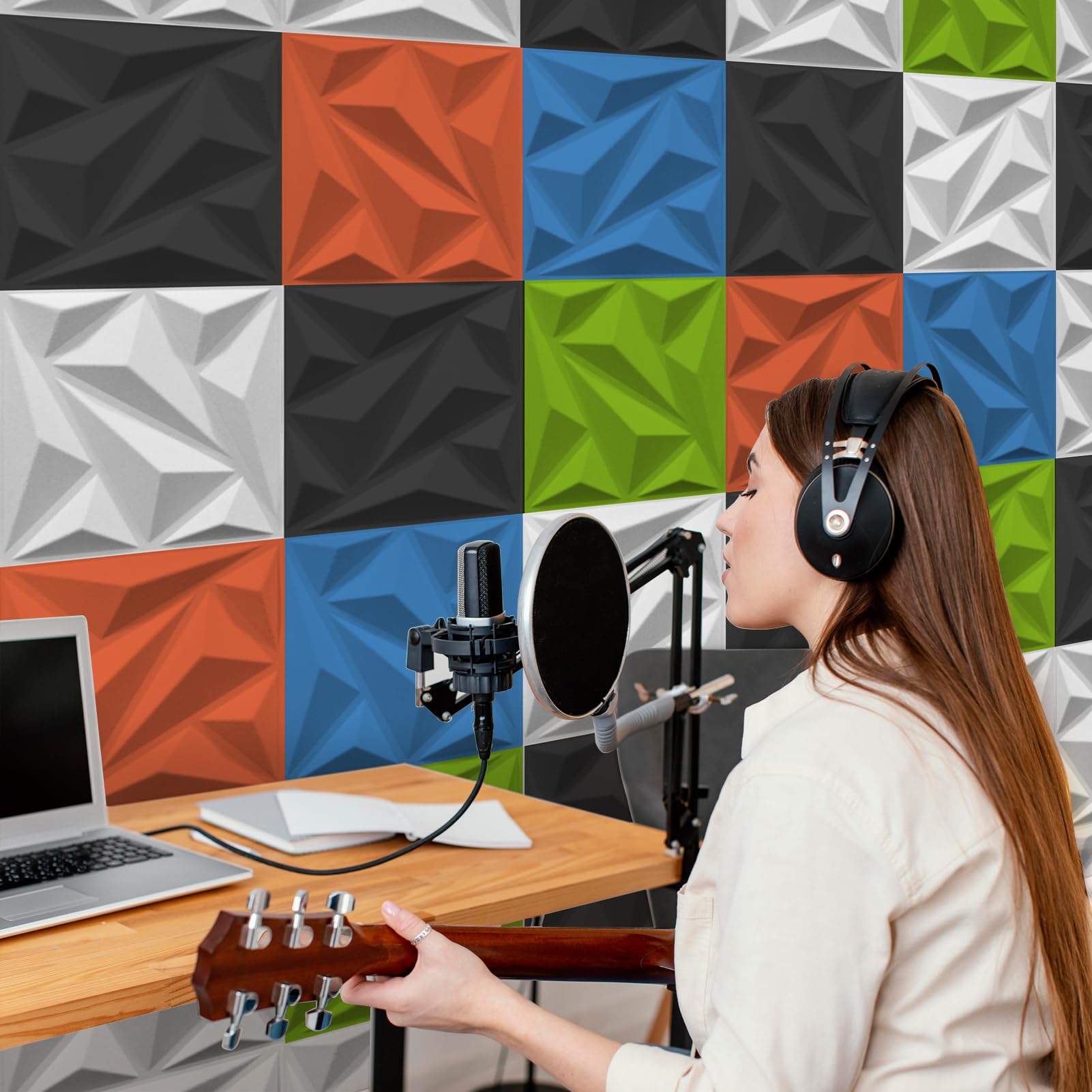 Art3dwallpanels 20 Pack Acoustic Panels, Black, 12 X 12 Inch