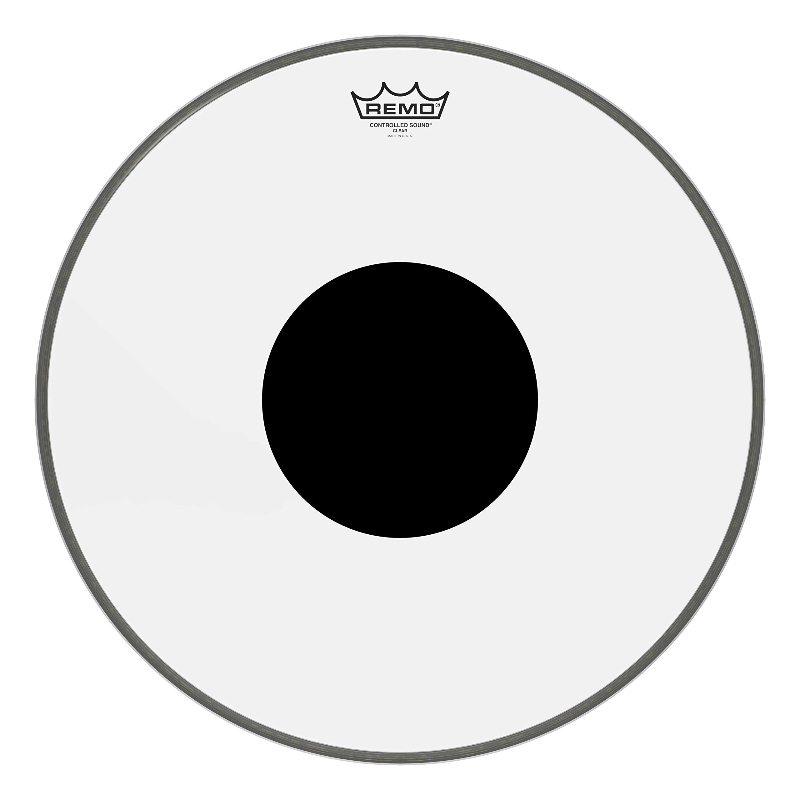 Remo CS-1318-10 18-Inch Controlled Sound Bass Drum Head, Black Dot On Top, Clear