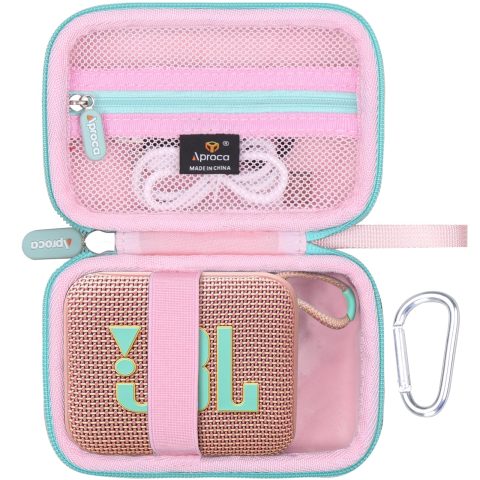 Aproca Case Compatible with JBL Go 4 / Go 3 Ultra-Portable Waterproof Dustproof Bluetooth Speaker, Portable Storage Bag for Accessories -Pink (Case Only)