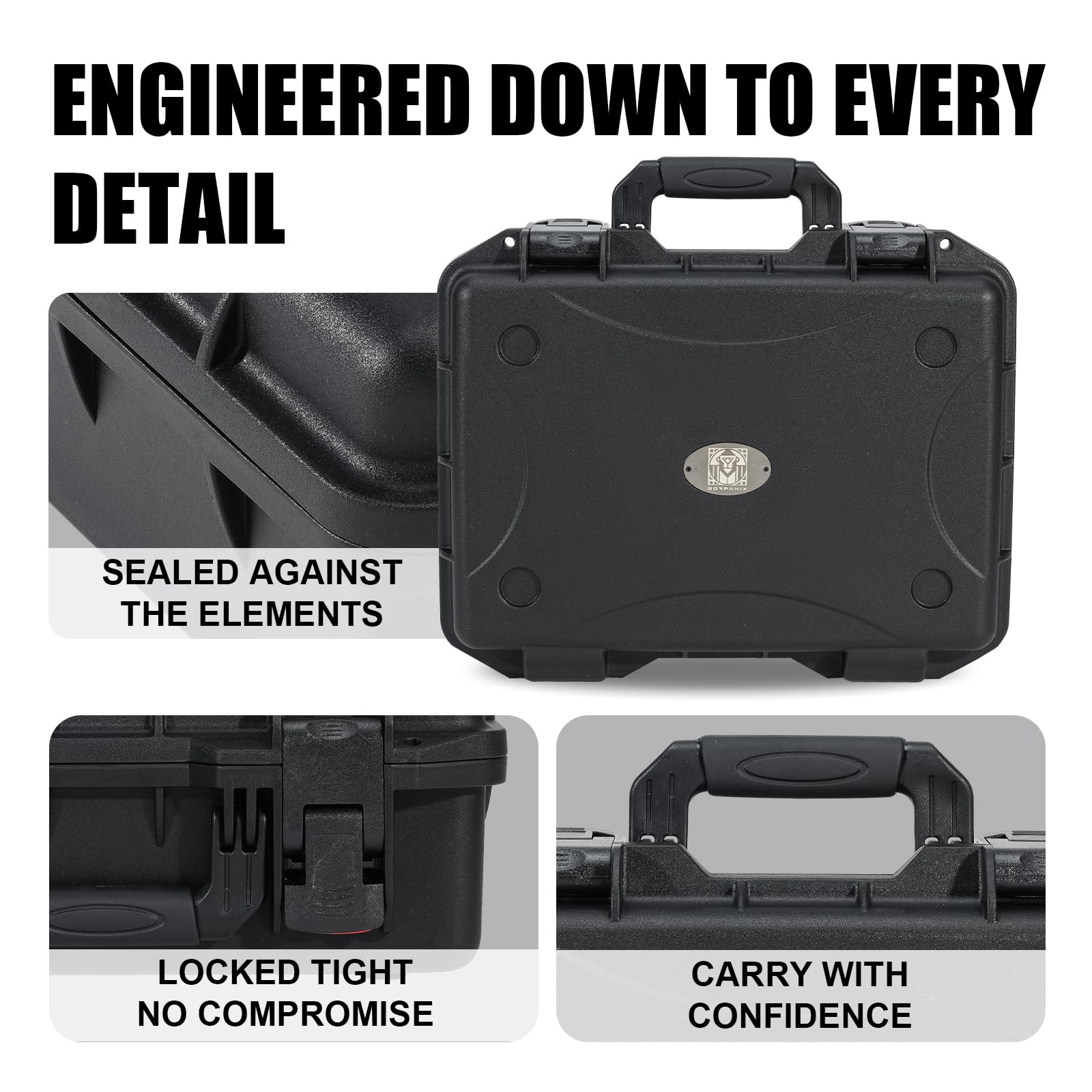 GORPANIX 22.9 x 13.6 x 9.1 Inch Rolling Hard Case with Customizable Foam, Hard Shell Protective Case for Mics, Heavy Duty IP67 Waterproof for Mic, Camera, Equipment, Electronics, Drone, Tools, etc