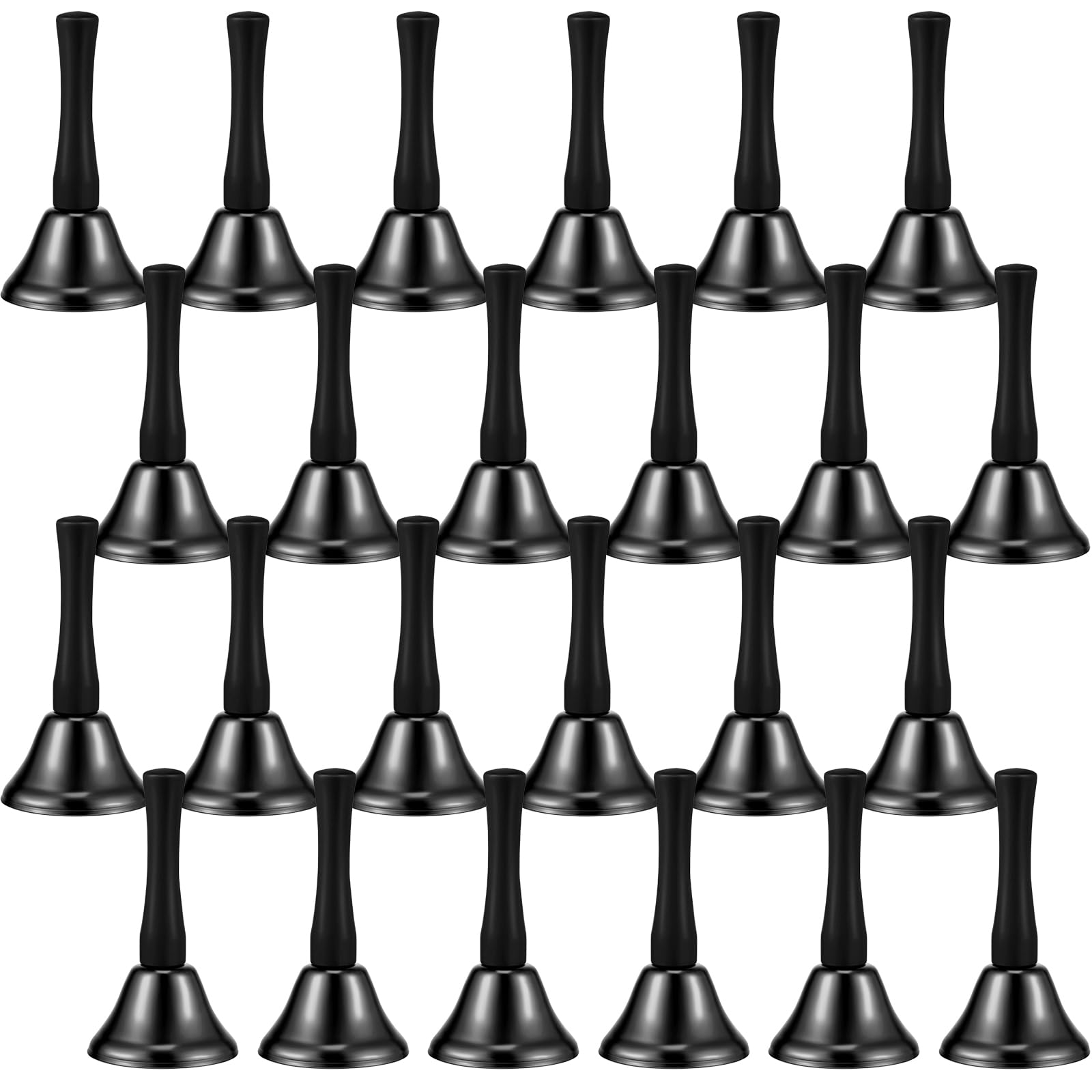 Boao 24 Pack Small Hand Bells Bulk Metal Wedding Bells, Black