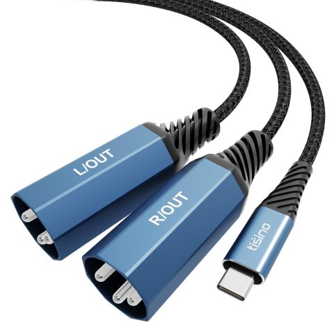 Tisino 2 Male XLR to USB C Stereo (L/R) Power Amplifier Cable, 6.6ft/2m