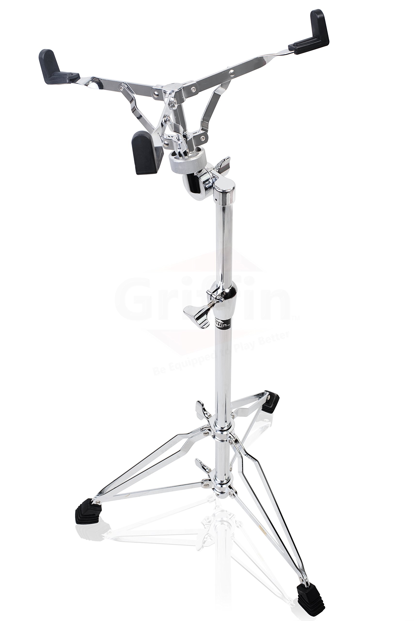 Griffin Stand-Up Snare Drum Stand (Extended XHeight Edition) – Tall Adjustable Chrome Hardware for Practice Pads, Drum Kits & Concert Use