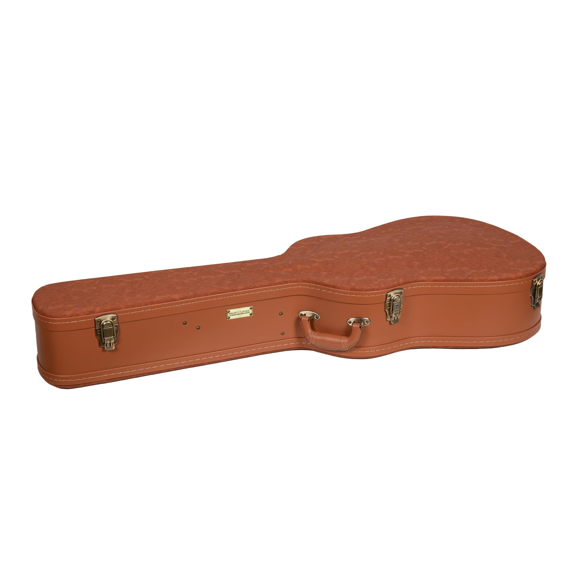 Crossrock Relief Series Dreadnought Guitar Case for Gibson J-45 / Martin D-Style | Carved Red Wood Finish, Ivory Plush Interior, Lock – Premium Wooden Hardshell