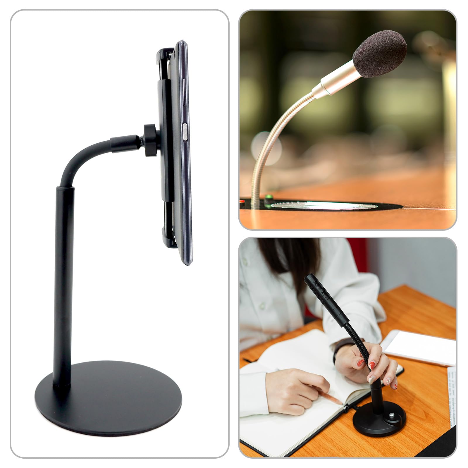 PATIKIL 15″ Microphone Gooseneck, 1Pcs 5/8″-27 Thread Metal Universal Hose Flexible Arm Gooseneck Tube Extension for Multifunction DIY, Black