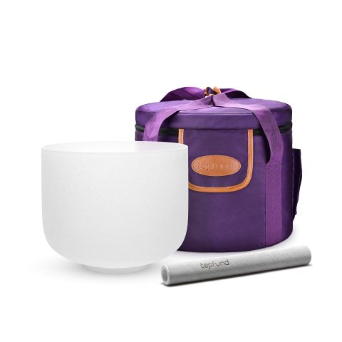 TOPFUND 440Hz C Note Crystal Singing Bowl 12 inch Root Chakra with Heavy Duty Carrying Case and Suede Mallet