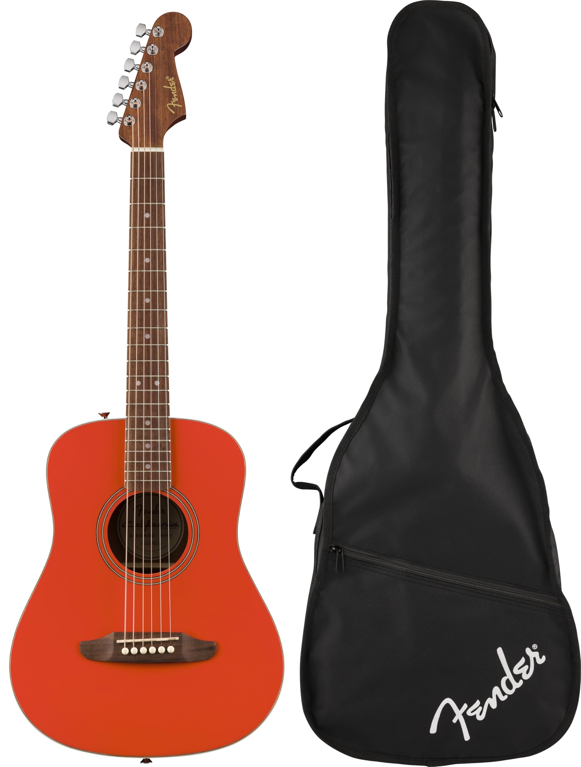 Fender 0974101140 California Standard Redondo Mini with Bag, Spruce Top, Fiesta Red