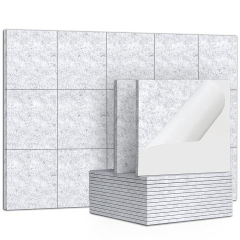 TroyStudio 15Pcs Self Adhesive Acoustic Panels, 12 x 12 x 0.5 Inches Wall Covering Tiles Sound Absorbing Panel, Decorative Padding Reverb Echo Dampening Boards for Door Music Recording Home Studio